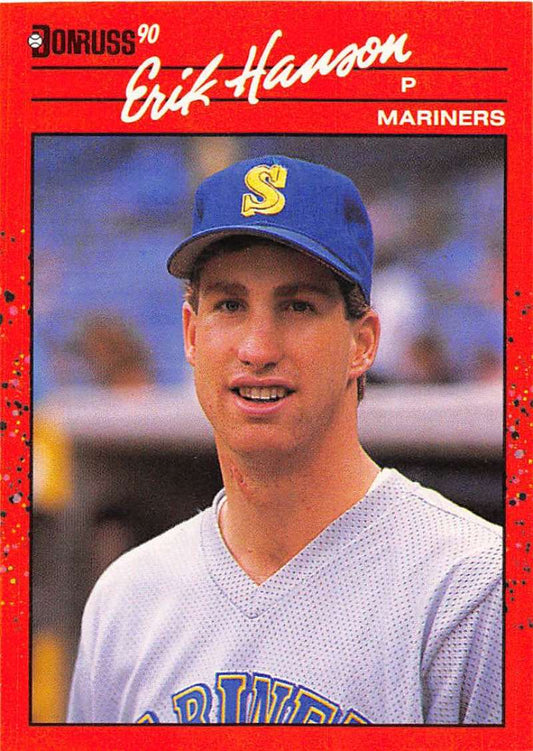 1990 Donruss Baseball  #345 Erik Hanson  Seattle Mariners  Image 1