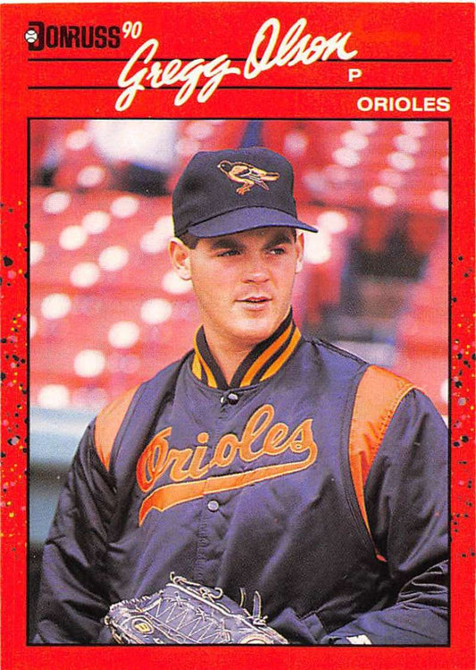 1990 Donruss Baseball  #377 Gregg Olson  Baltimore Orioles  Image 1
