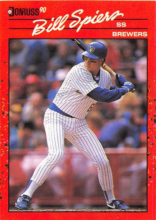 1990 Donruss Baseball  #382 Bill Spiers  Milwaukee Brewers  Image 1