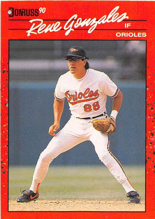 1990 Donruss Baseball  #401 Rene Gonzales  Baltimore Orioles  Image 1