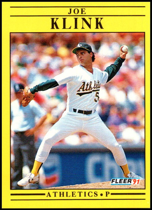 1991 Fleer Baseball #13 Joe Klink  Oakland Athletics  Image 1