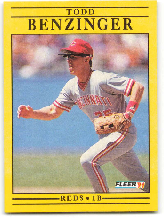 1991 Fleer Baseball #56 Todd Benzinger  Cincinnati Reds  Image 1