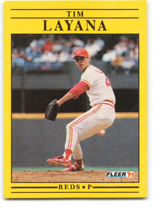 1991 Fleer Baseball #69 Tim Layana UER  Cincinnati Reds  Image 1