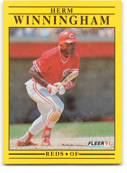 1991 Fleer Baseball #82 Herm Winningham  Cincinnati Reds  Image 1