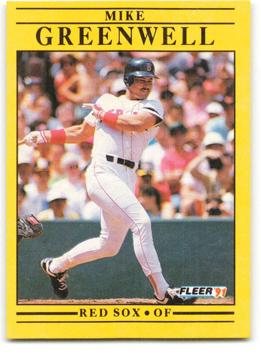 1991 Fleer Baseball #96 Mike Greenwell  Boston Red Sox  Image 1