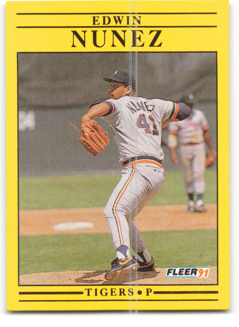 1991 Fleer Baseball #345 Edwin Nunez  Detroit Tigers  Image 1