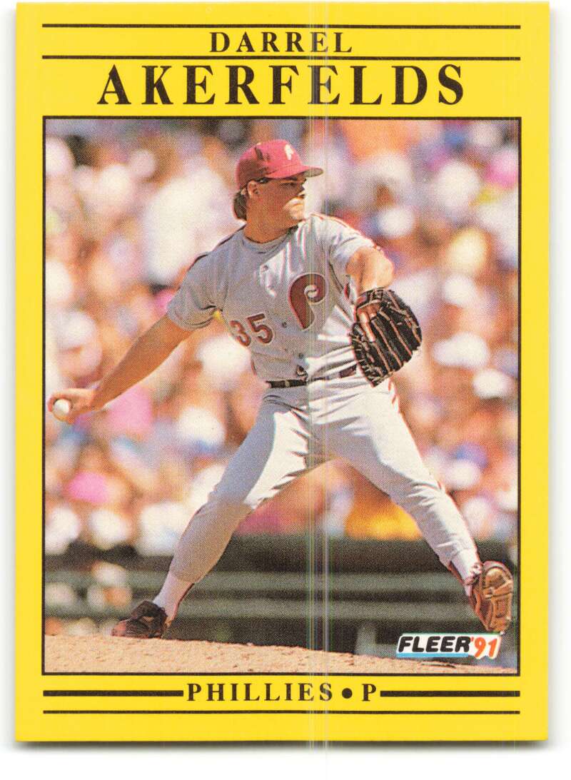 1991 Fleer Baseball #386 Darrel Akerfelds  Philadelphia Phillies  Image 1