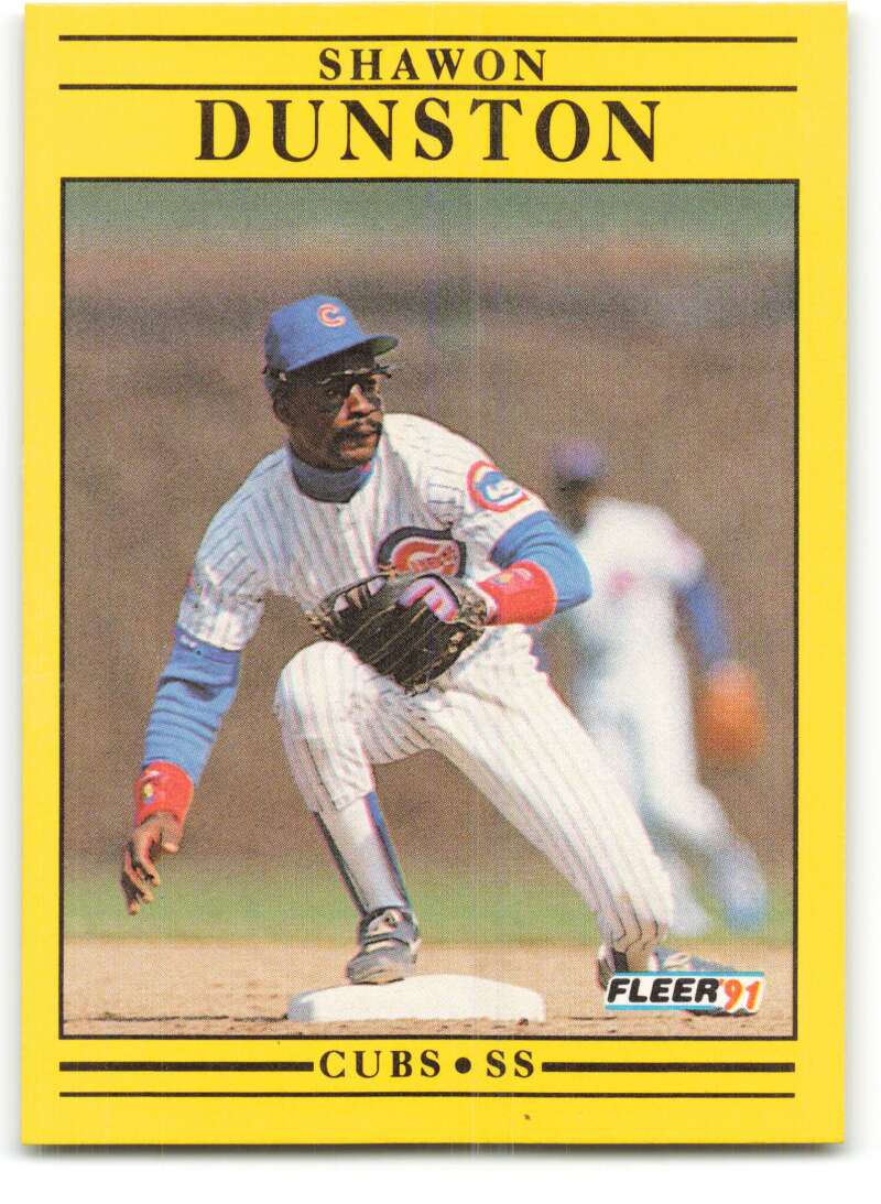 1991 Fleer Baseball #420 Shawon Dunston  Chicago Cubs  Image 1