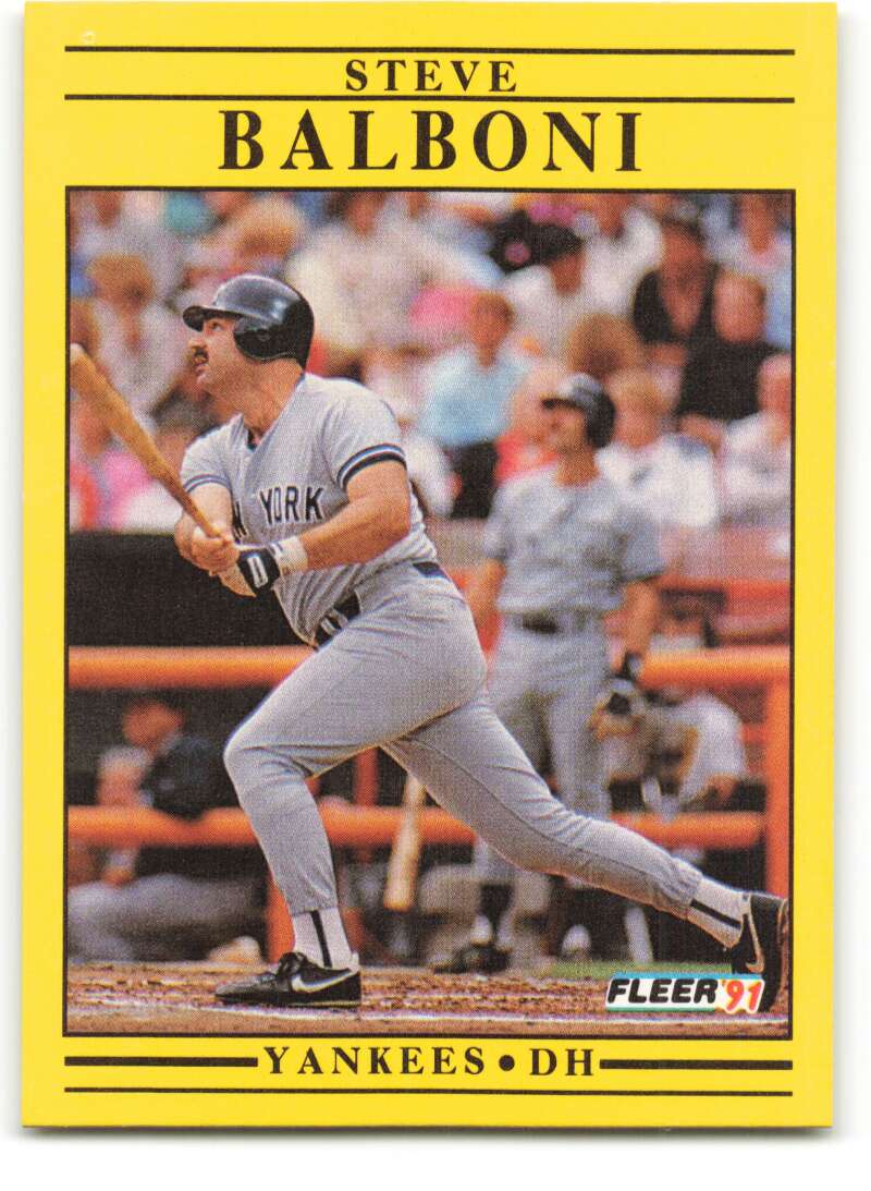 1991 Fleer Baseball #656 Steve Balboni UER  New York Yankees  Image 1