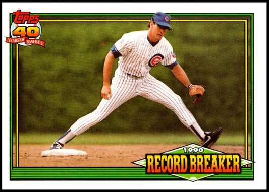 1991 Topps #7 Ryne Sandberg RB Baseball Chicago Cubs  Image 1