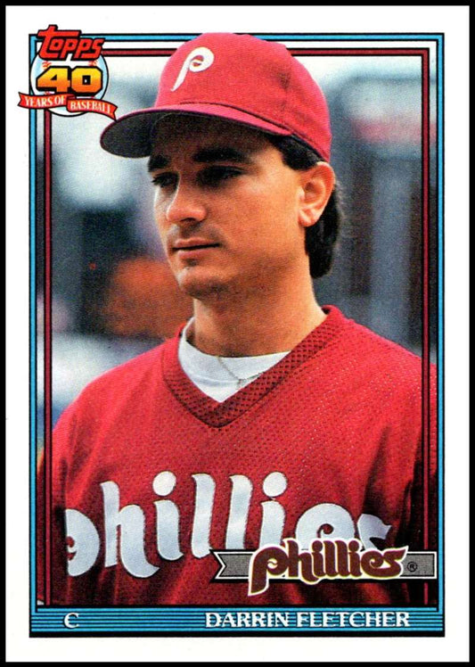 1991 Topps #9 Darrin Fletcher Baseball Philadelphia Phillies  Image 1