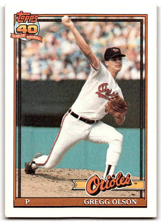 1991 Topps #10 Gregg Olson Baseball Baltimore Orioles  Image 1