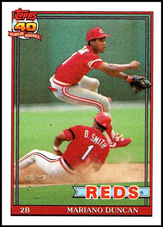 1991 Topps #13 Mariano Duncan Baseball Cincinnati Reds  Image 1