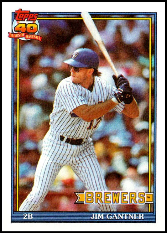 1991 Topps #23 Jim Gantner Baseball Milwaukee Brewers  Image 1