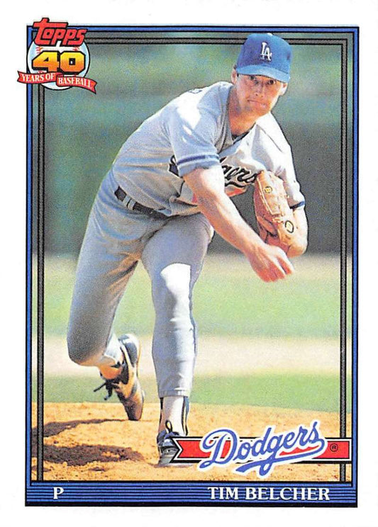 1991 Topps #25 Tim Belcher Baseball Los Angeles Dodgers  Image 1