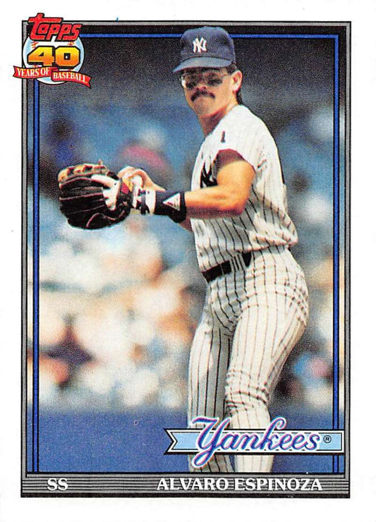 1991 Topps #28 Alvaro Espinoza Baseball New York Yankees  Image 1