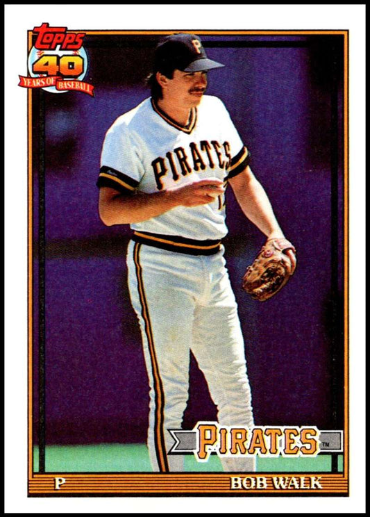 1991 Topps #29 Bob Walk Baseball Pittsburgh Pirates  Image 1