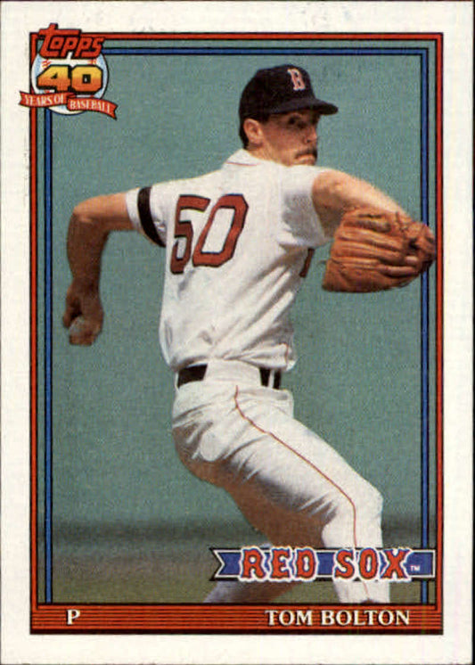 1991 Topps #37 Tom Bolton Baseball Boston Red Sox  Image 1