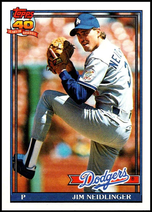 1991 Topps #39 Jim Neidlinger Baseball RC Rookie Los Angeles Dodgers  Image 1