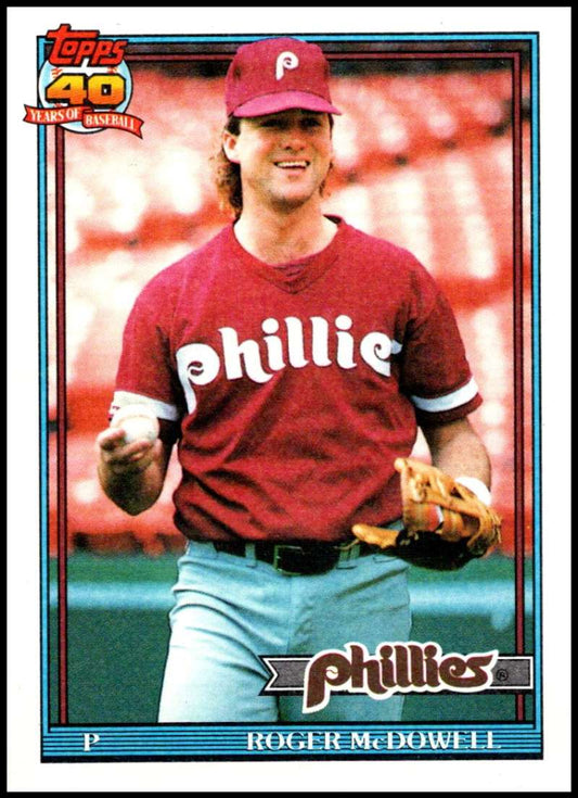1991 Topps #43 Roger McDowell Baseball Philadelphia Phillies  Image 1