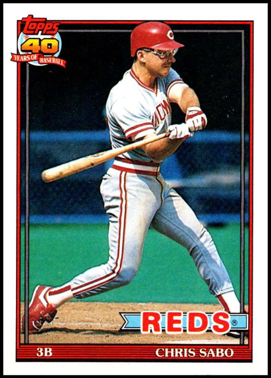 1991 Topps #45 Chris Sabo Baseball Cincinnati Reds  Image 1