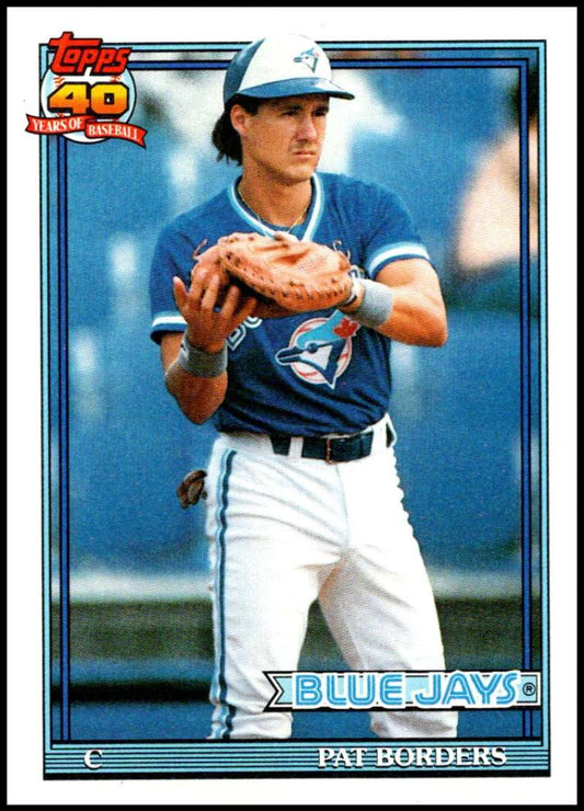 1991 Topps #49 Pat Borders ERR Baseball Toronto Blue Jays  Image 1