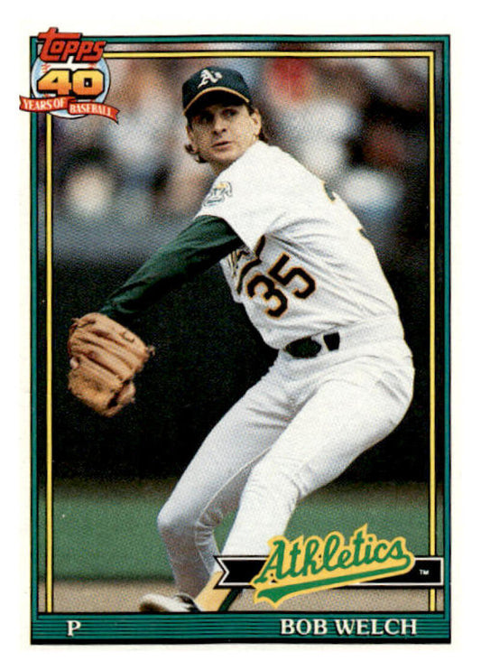 1991 Topps #50 Bob Welch Baseball Oakland Athletics  Image 1