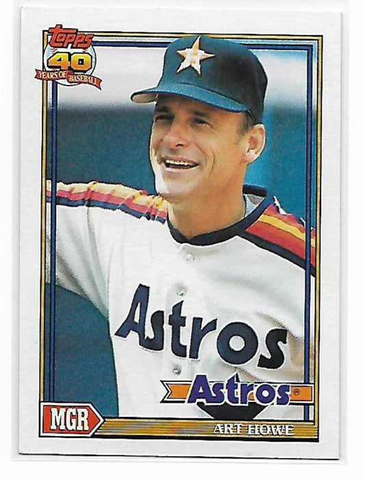 1991 Topps #51 Art Howe MG Baseball Houston Astros  Image 1
