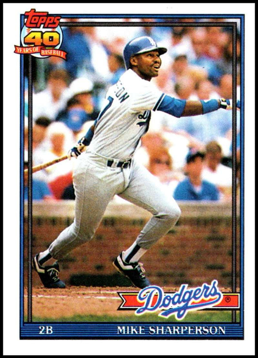 1991 Topps #53 Mike Sharperson UER Baseball Los Angeles Dodgers  Image 1