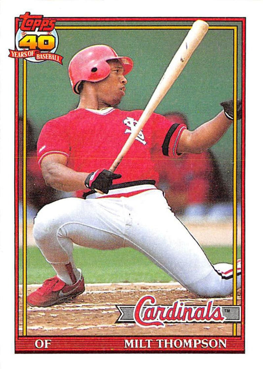 1991 Topps #63 Milt Thompson Baseball St. Louis Cardinals  Image 1
