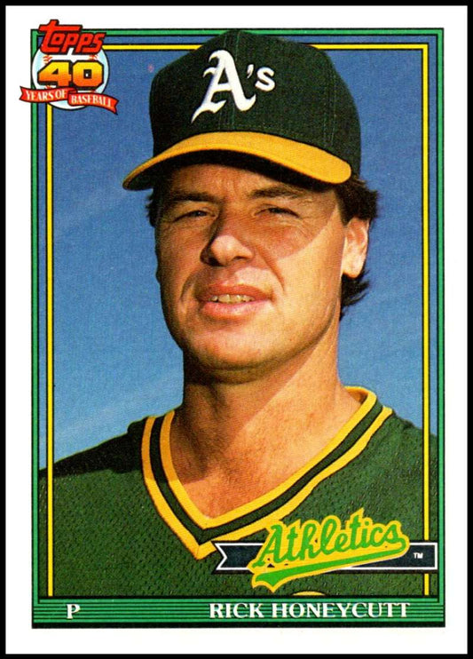 1991 Topps #67 Rick Honeycutt Baseball Oakland Athletics  Image 1