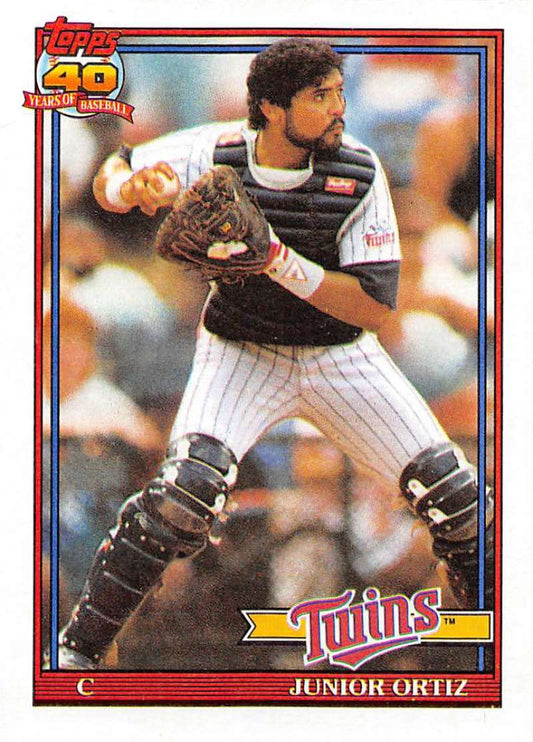 1991 Topps #72 Junior Ortiz Baseball Minnesota Twins  Image 1