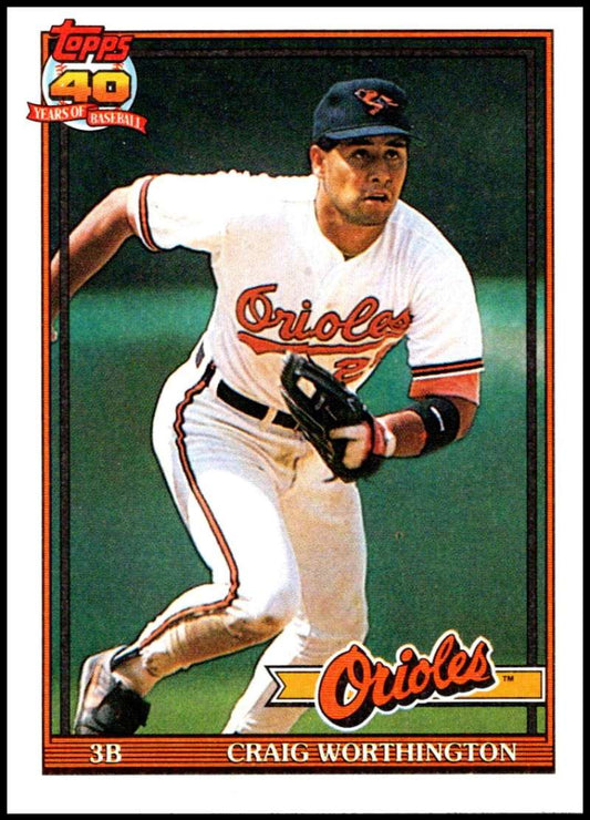 1991 Topps #73 Craig Worthington Baseball Baltimore Orioles  Image 1