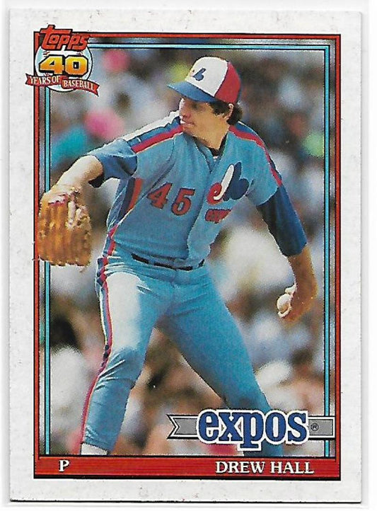 1991 Topps #77 Drew Hall Baseball Montreal Expos  Image 1