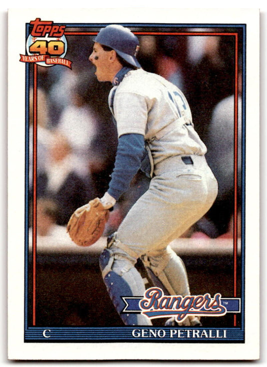 1991 Topps #78 Geno Petralli Baseball Texas Rangers  Image 1
