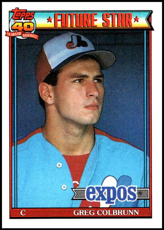 1991 Topps #91 Greg Colbrunn Baseball RC Rookie Montreal Expos  Image 1