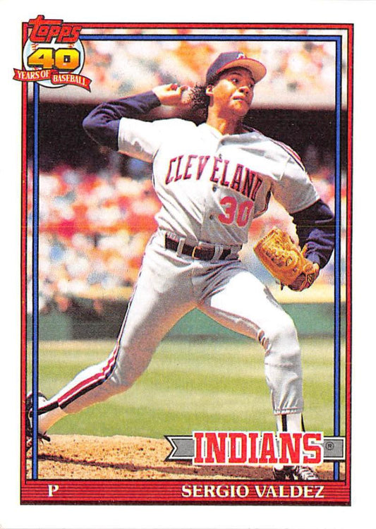 1991 Topps #98 Sergio Valdez Baseball Cleveland Indians  Image 1
