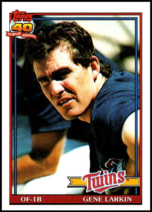 1991 Topps #102 Gene Larkin Baseball Minnesota Twins  Image 1