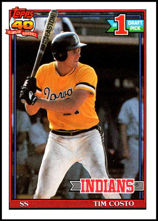 1991 Topps #103 Tim Costo Baseball RC Rookie Cleveland Indians  Image 1
