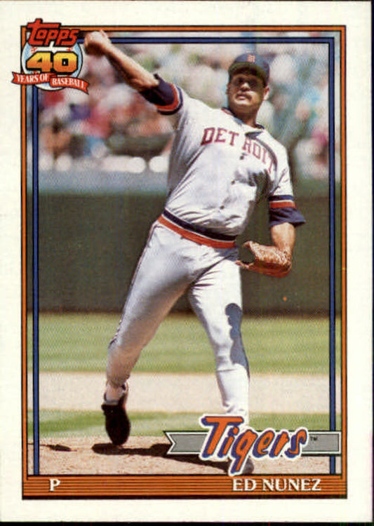 1991 Topps #106 Edwin Nunez Baseball Detroit Tigers  Image 1