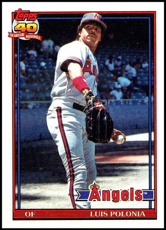 1991 Topps #107 Luis Polonia Baseball California Angels  Image 1