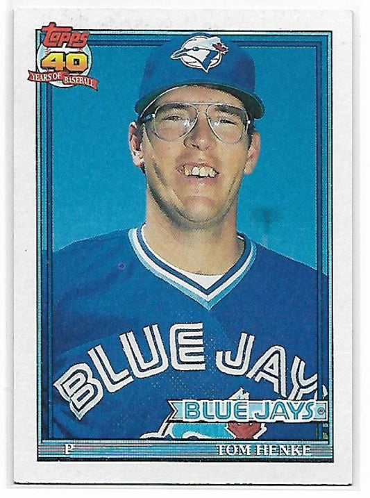 1991 Topps #110 Tom Henke Baseball Toronto Blue Jays  Image 1