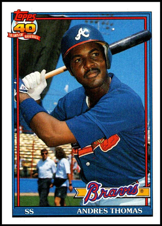 1991 Topps #111 Andres Thomas Baseball Atlanta Braves  Image 1