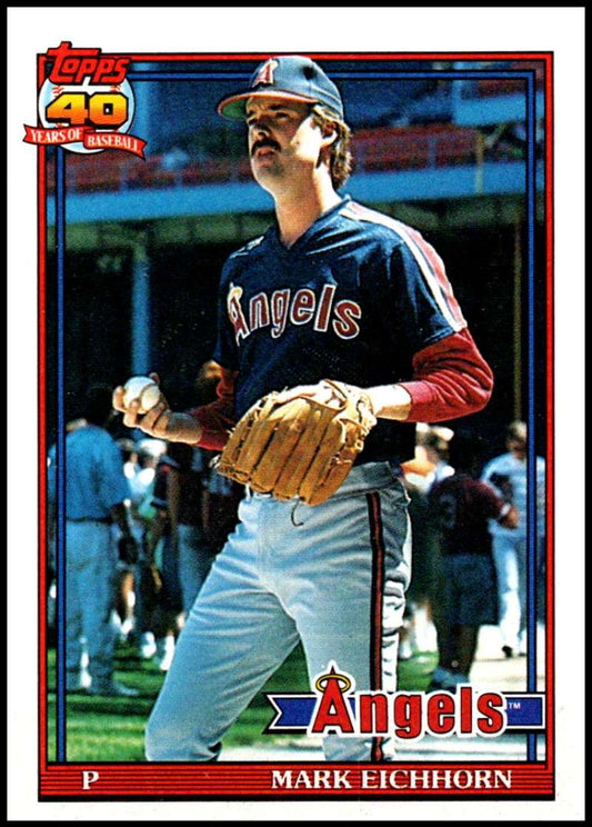 1991 Topps #129 Mark Eichhorn Baseball California Angels  Image 1