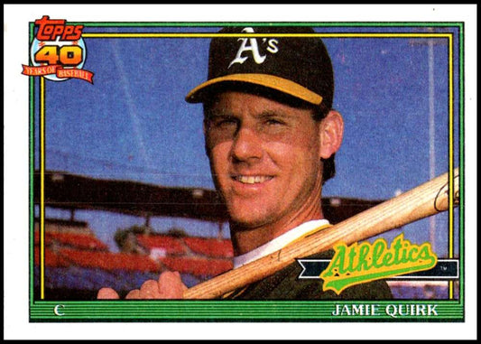 1991 Topps #132 Jamie Quirk Baseball Oakland Athletics  Image 1