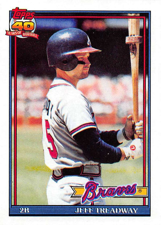 1991 Topps #139 Jeff Treadway Baseball Atlanta Braves  Image 1
