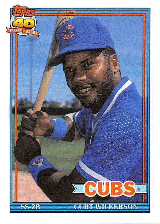 1991 Topps #142 Curtis Wilkerson Baseball Chicago Cubs  Image 1