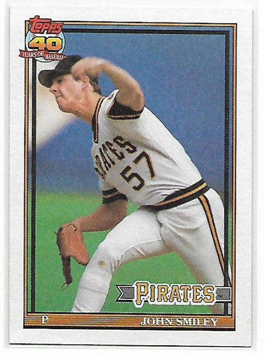 1991 Topps #143 John Smiley Baseball Pittsburgh Pirates  Image 1