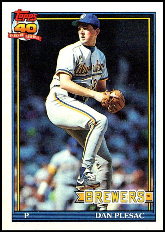 1991 Topps #146 Dan Plesac Baseball Milwaukee Brewers  Image 1