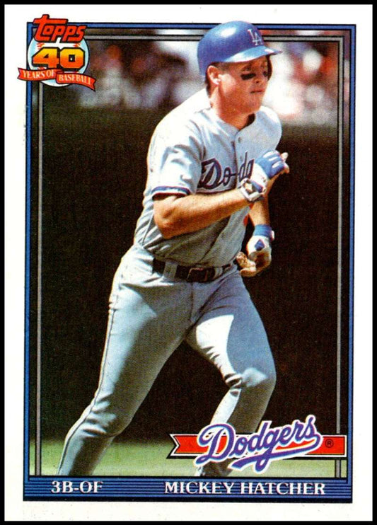1991 Topps #152 Mickey Hatcher Baseball Los Angeles Dodgers  Image 1